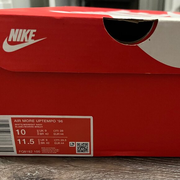 SHOE BOX ONLY Nike Air More Uptempo '96 Olympic White Midnight Navy SZ 10 - Picture 1 of 3